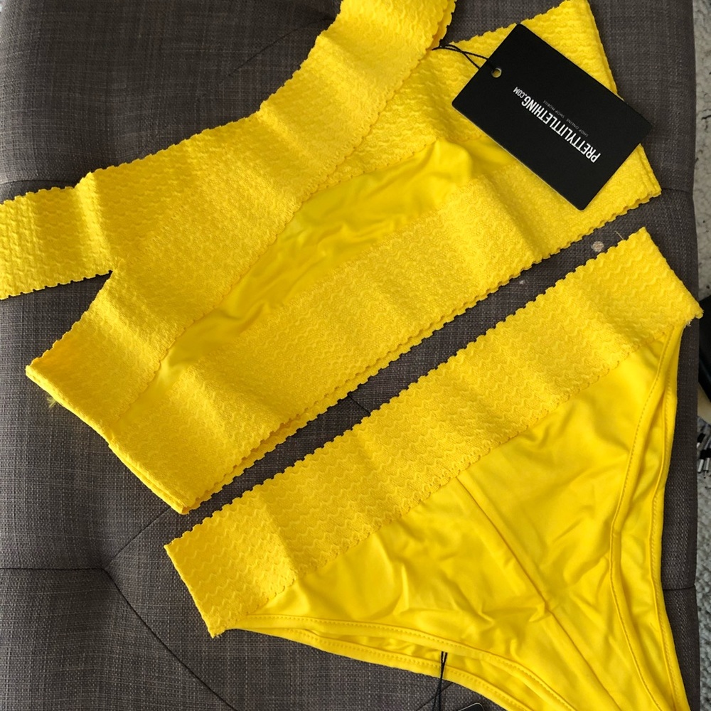 pretty little thing yellow bathing suit